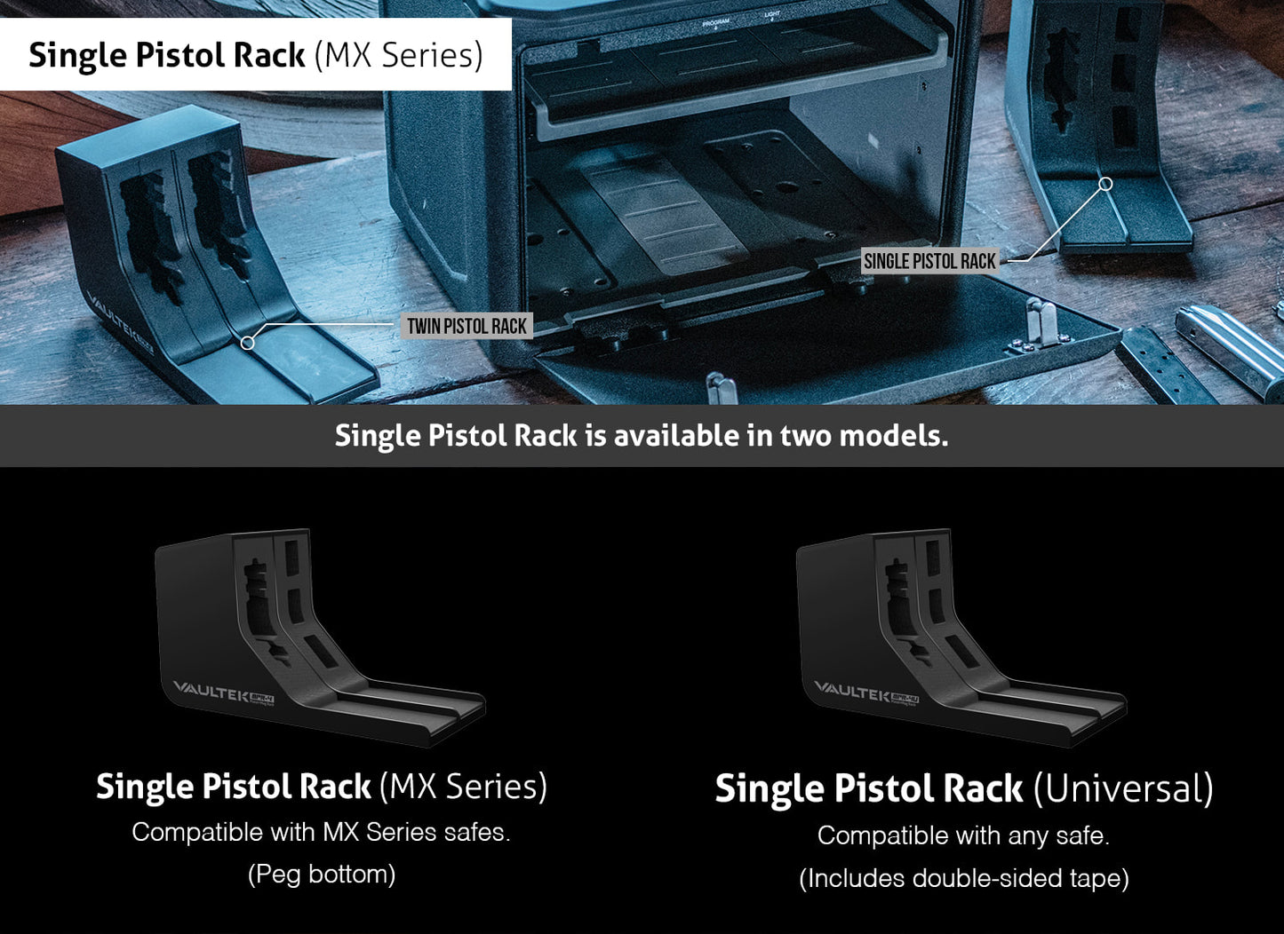 Vaultek Pistol Rack w/ Three Mag Slots