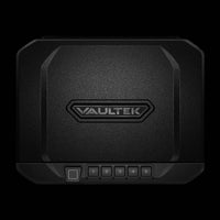 Vaultek 10 Series Essential Biometric safe with sleek black design and keypad for quick access.
