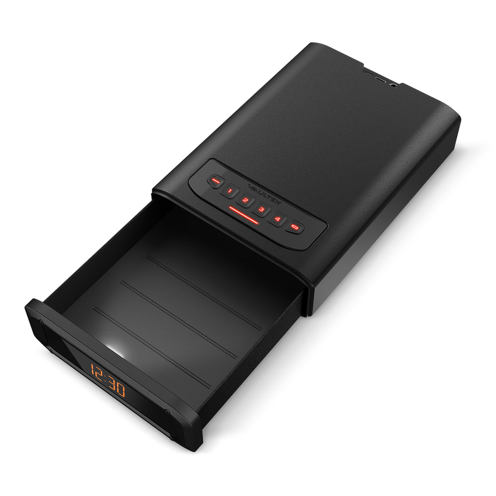 Vaultek DS2e Smart Station Safe with Smart Sense keypad and open drawer