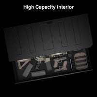 Vaultek RS Slider ViSN Biometric Safe high capacity interior showcasing storage for firearms and accessories.