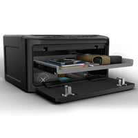 Vaultek MR Series ViSN Biometric Safe with pull-out shelf and various valuables stored inside.