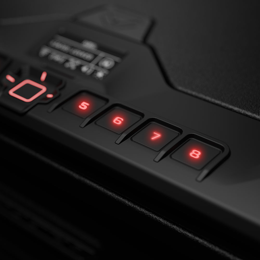 Vaultek MR Series ViSN Biometric Safe keypad with illuminated digital numbers for quick access.