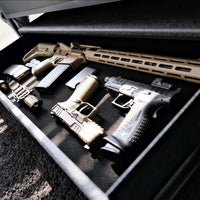 Vaultek RS Slider ViSN Biometric Safe with multiple firearms organized in a secure compartment.