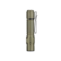 Olight Warrior Ultra 2500 Lumens Tactical Flashlight in olive green color with textured grip.