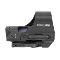 Holosun HS510C Open Reflex Rifle Optic side view showing durable aluminum housing and QD mount.