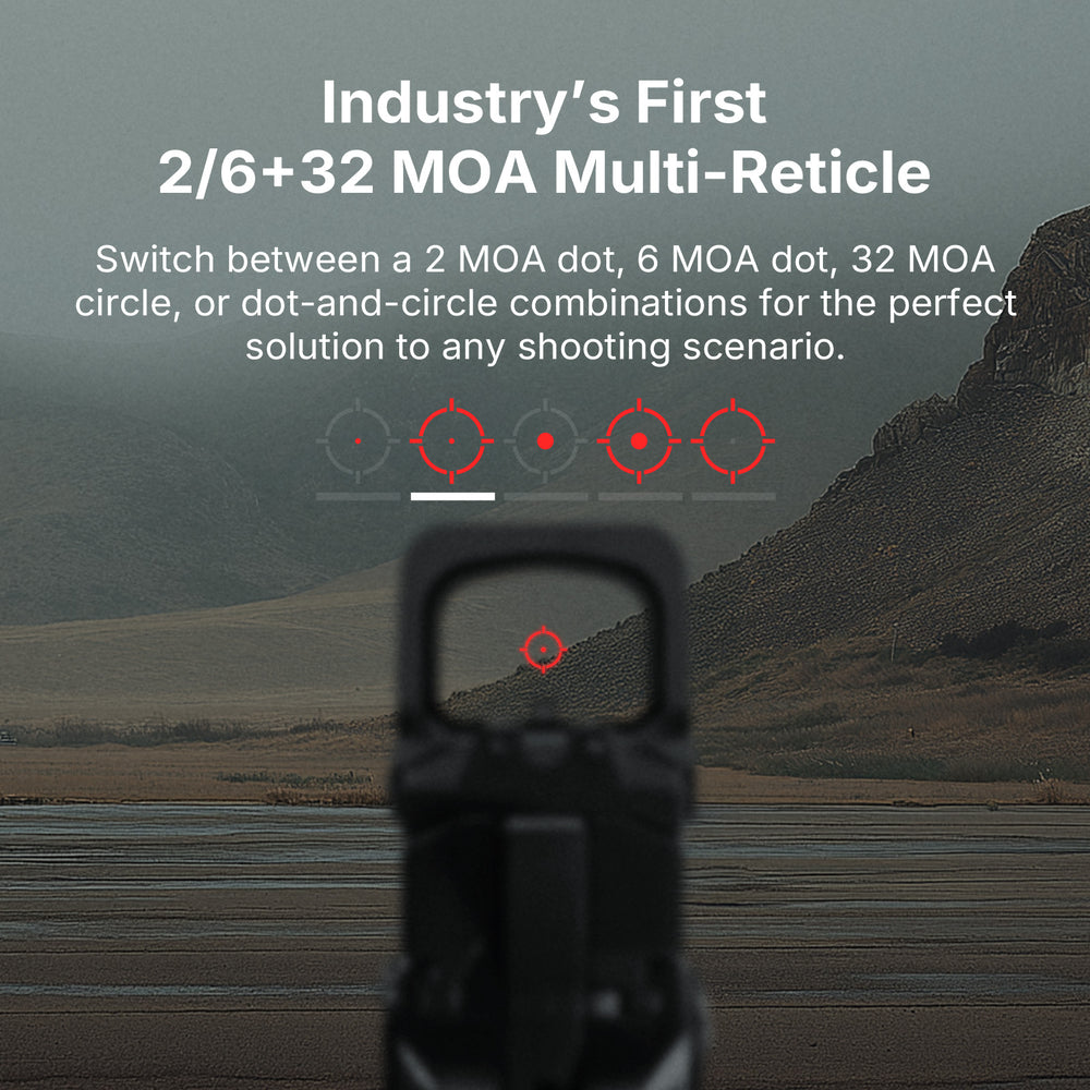 Osight XR Enclosed Red Dot Sight with RMR Footprint and 2/6+32 MOA Multi-Reticle System