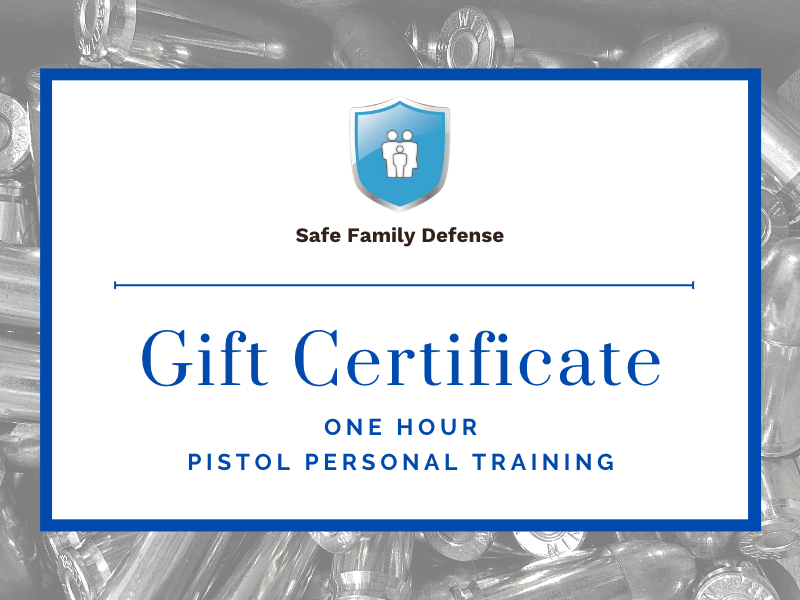One Hour Personal Pistol Firearms Training - Gift Certificate